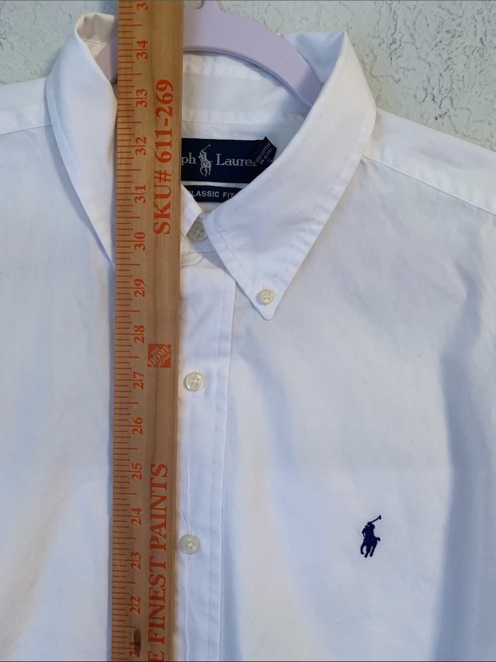 Ralph Lauren Men’s White Cotton Classic Fit Button-Down Shirt Size XL - Picture 5 of 7